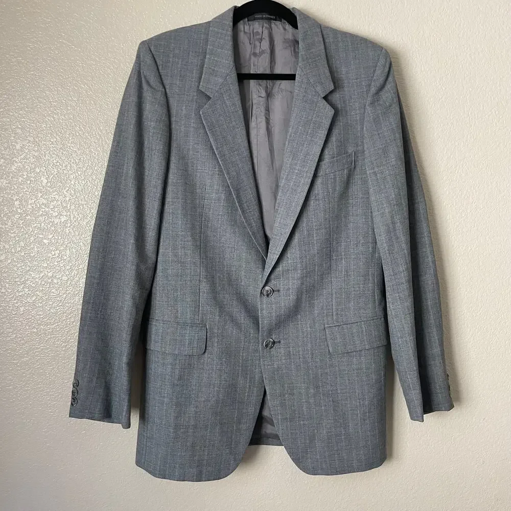 Vintage Yves Saint Laurent Blazer Mens 40 Gray Single Breasted Luxury Preppy‎